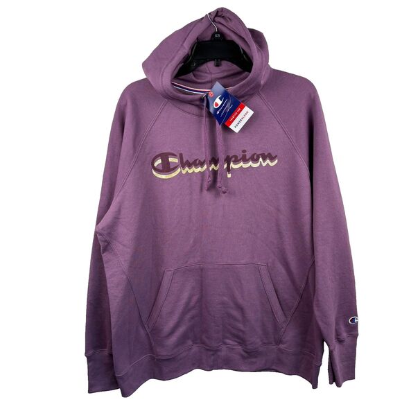 NWT Champion Hoodie Womens 1X Purple Pullover Sweatshirt Power Blend new hood - Picture 2 of 12